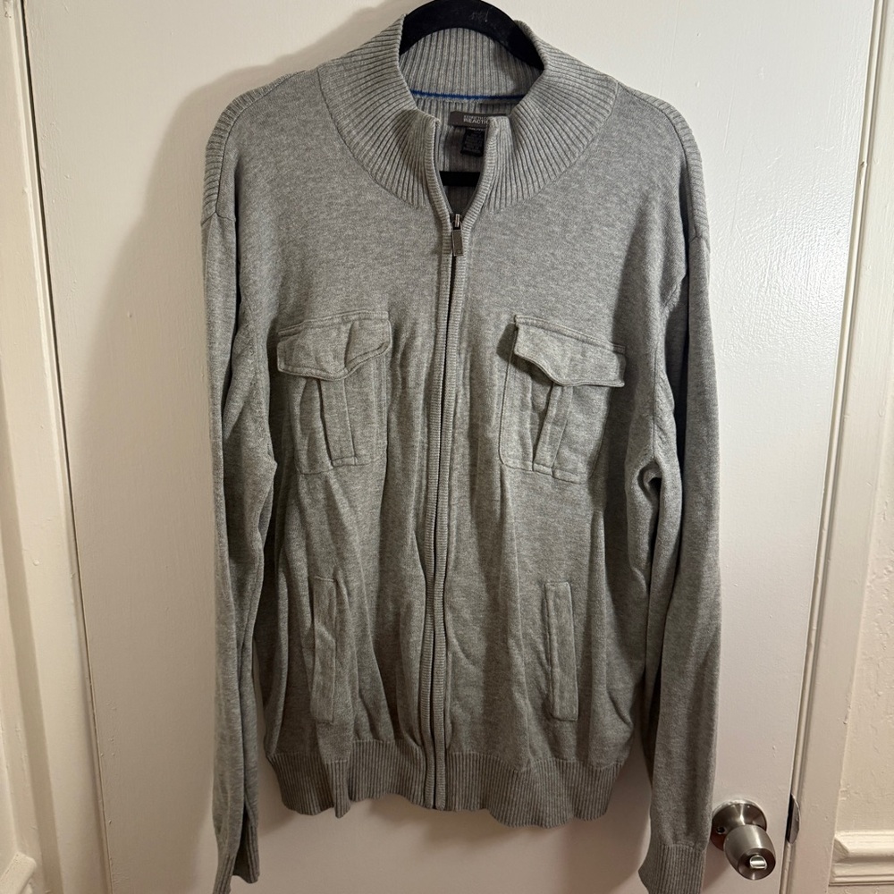 Kenneth Cole Reaction Men's Gray Full-Zip Sweater 2XL